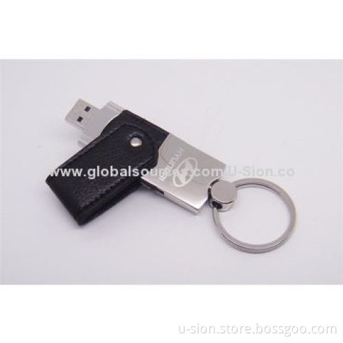 OEM and Free Stamp Logo Leather 1-64GB USB Flash Drive for Promotional Gifts, Password Protection